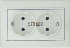 Lezard  Mira  Белый-Белый Розетка с заземляющими контактами керамика 2-местная скрытая установка  (860852) 701-0202-127