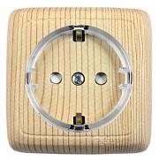 Hegel Альфа Сосна Розетка 1-местная с заземляющими контактами со вставкой и изолированной пластиной открытая установка (250В, 16А) Воздушный дизайн РА16-173-02