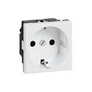 Legrand  Mosaic  Белая Розетка механизм 2К+З немецкий стандарт 2 модуля винтовые зажимы, защитные шторки, для повторного подключения    77213